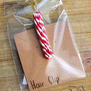 Candy Cane Christmas Barrette Clip